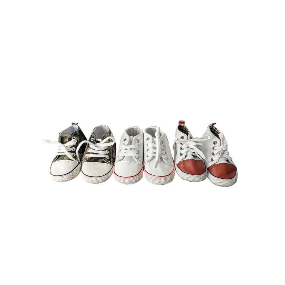 Lot Of 3  Infant Baby Canvas  Slip On Shoes Size 3